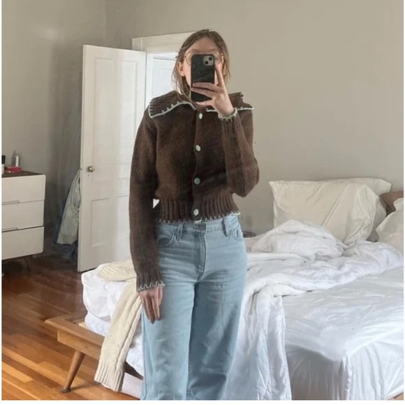 Zara | Knit Cardigan Contrast Stitching - Picture 7 of 13